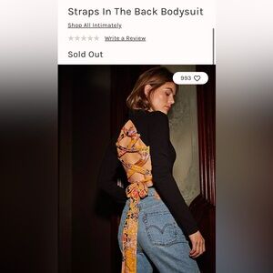 Intimately by Free People Black Long Sleeve Mock Neck Corset Back Bodysuit Small